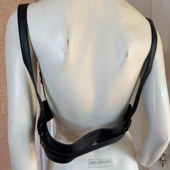 Disturbia Maeve Western Brass Harness Black Faux Leather sz M/L - Picture 4 of 9